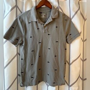 J. Crew Gray Polo Shirt with Navy Embroidered Whale Accent